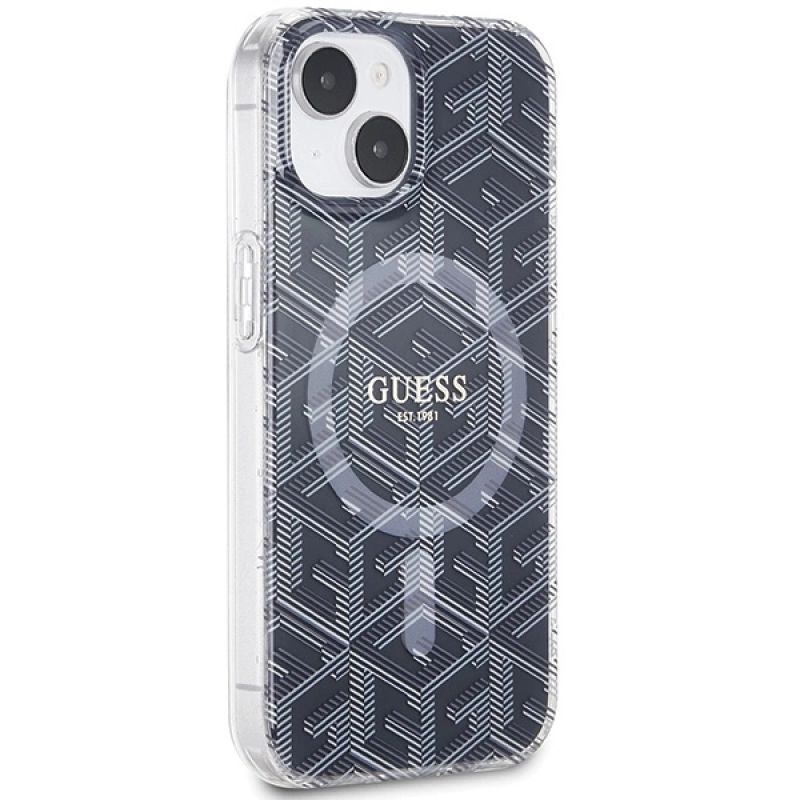 Etui Guess IML GCube MagSafe na iPhone 15 / 14 / 13 - czarne - obrazek 4