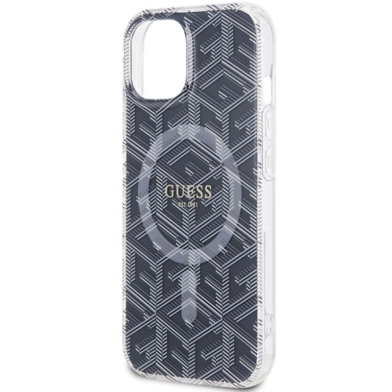 Etui Guess IML GCube MagSafe na iPhone 15 / 14 / 13 - czarne - obrazek 6