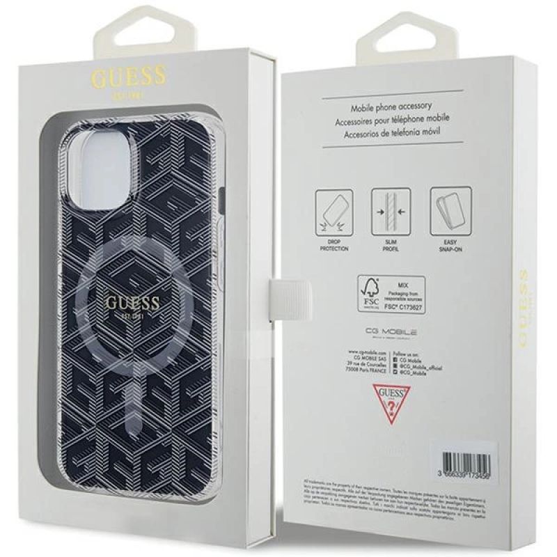 Etui Guess IML GCube MagSafe na iPhone 15 / 14 / 13 - czarne - obrazek 8