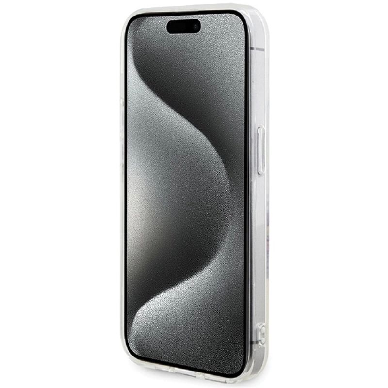 Etui Guess IML Flowers Wreatch MagSafe na iPhone 15 Pro Max - przezroczyste - obrazek 5