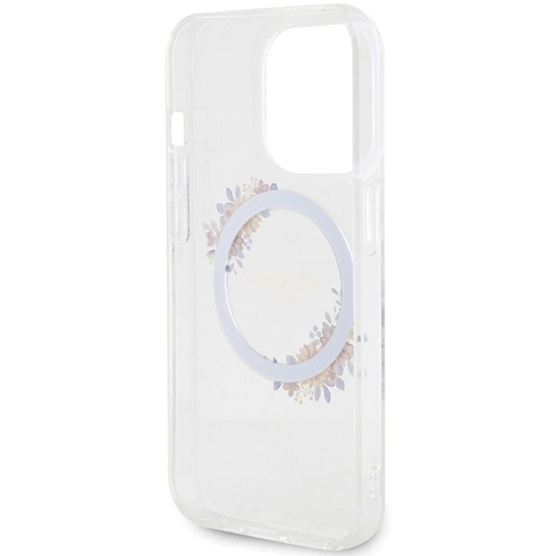 Etui Guess IML Flowers Wreatch MagSafe na iPhone 15 Pro Max - przezroczyste - obrazek 7