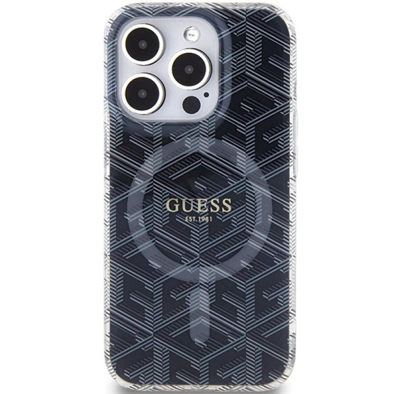 Etui Guess IML GCube MagSafe na iPhone 15 Pro Max - czarne - obrazek 3