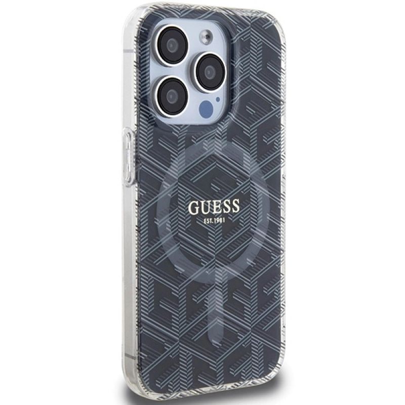 Etui Guess IML GCube MagSafe na iPhone 15 Pro Max - czarne - obrazek 4