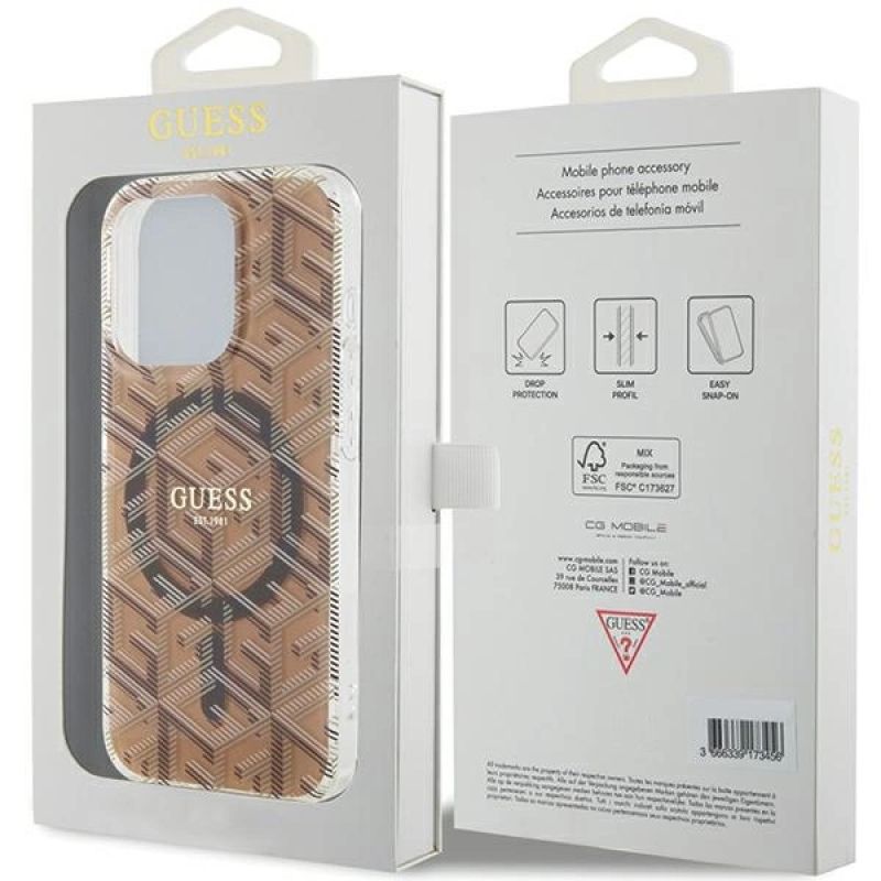 Etui Guess IML GCube MagSafe na iPhone 15 Pro Max - brązowe - obrazek 8