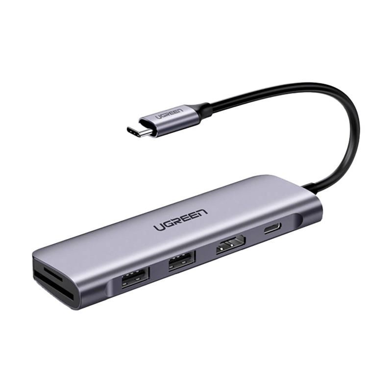 Adapter Ugreen CM195 6w1 USB-C - HDMI / 2x USB-A 3.0 / USB-C PD / czytnik SD / TF - szary - obrazek 9