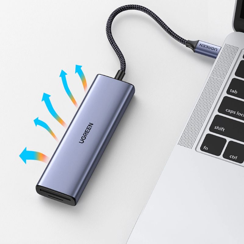 HUB Ugreen CM511 20956A 6w1 USB-C - HDMI / 3x USB-A 3.0 / czytnik kart SD/TF - szary - obrazek 4