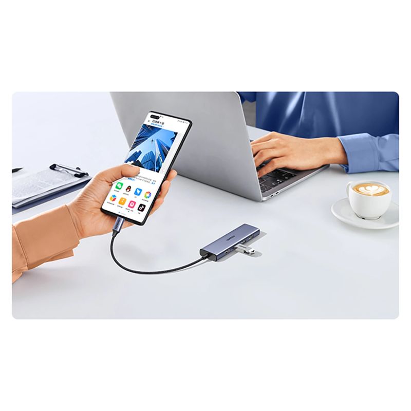 HUB Ugreen CM511 20956A 6w1 USB-C - HDMI / 3x USB-A 3.0 / czytnik kart SD/TF - szary - obrazek 10