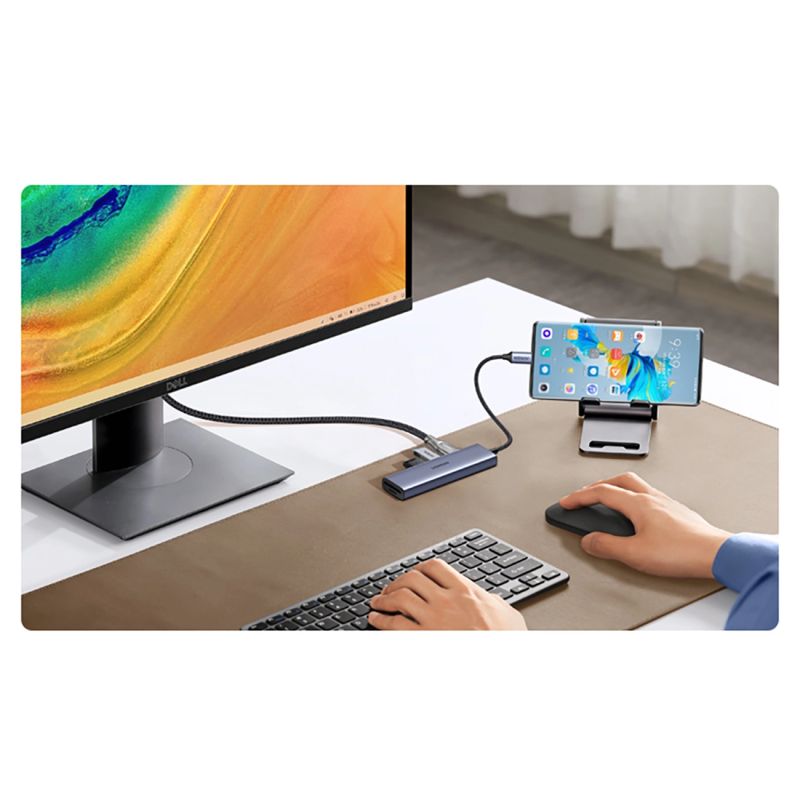 HUB Ugreen CM511 20956A 6w1 USB-C - HDMI / 3x USB-A 3.0 / czytnik kart SD/TF - szary - obrazek 13