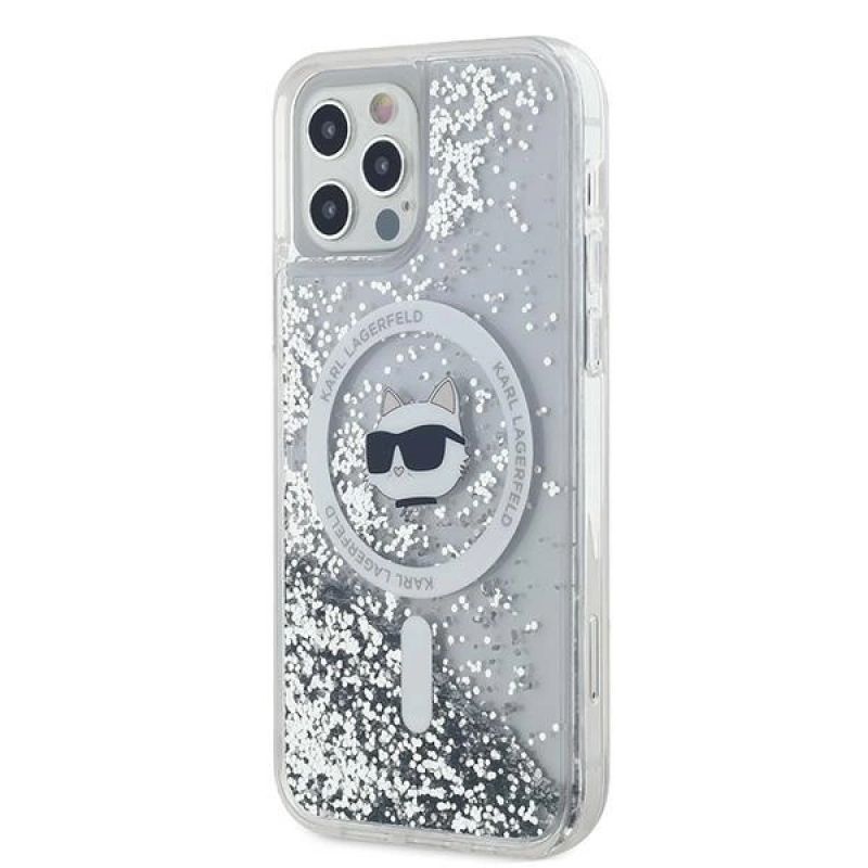Etui Karl Lagerfeld Liquid Glitter Choupette Head MagSafe na iPhone 12 / 12 Pro - przezroczyste - obrazek 2