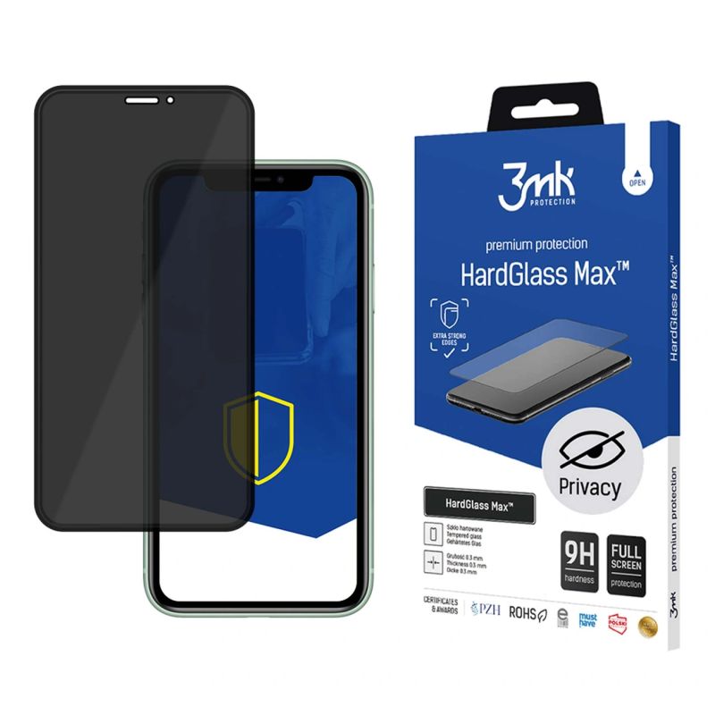 Szkło 9H prywatyzujące 3mk HardGlass Max Privacy™ na iPhone XS Max / 11 Pro Max