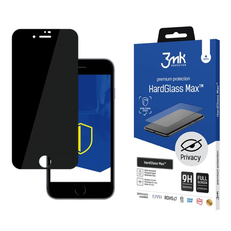 Szkło 9H prywatyzujące 3mk HardGlass Max Privacy™ na iPhone 8