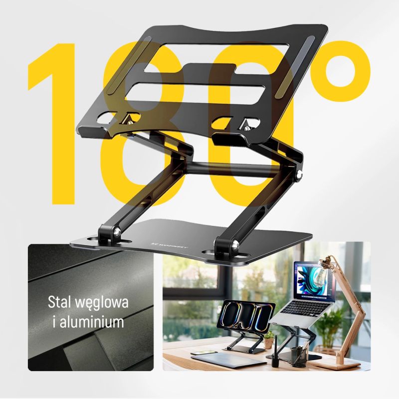 Podstawka pod laptopa, tablet Wozinsky WRS-CPY75DSB aluminiowa + Gratis! podstawka do smartfona - czarna - obrazek 2