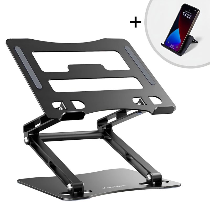 Podstawka pod laptopa, tablet Wozinsky WRS-CPY75DSB aluminiowa + Gratis! podstawka do smartfona - czarna - obrazek 3