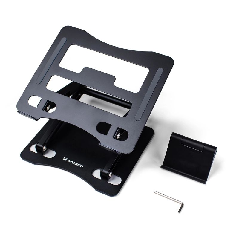 Podstawka pod laptopa, tablet Wozinsky WRS-CPY75DSB aluminiowa + Gratis! podstawka do smartfona - czarna - obrazek 4