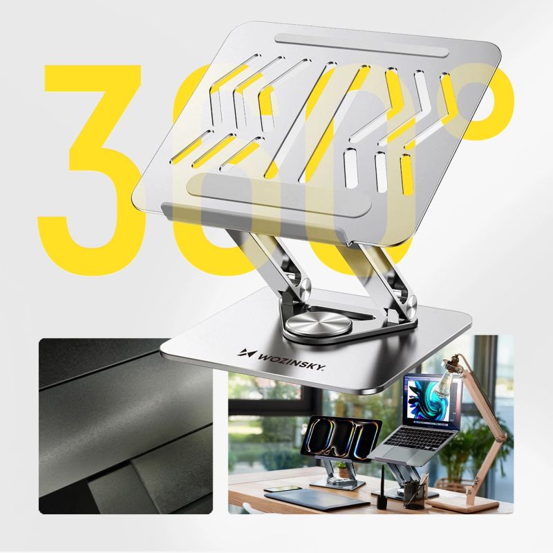 Podstawka pod laptopa, tablet Wozinsky WRS-CPY84SS aluminiowa + Gratis! podstawka do smartfona - srebrna - obrazek 2
