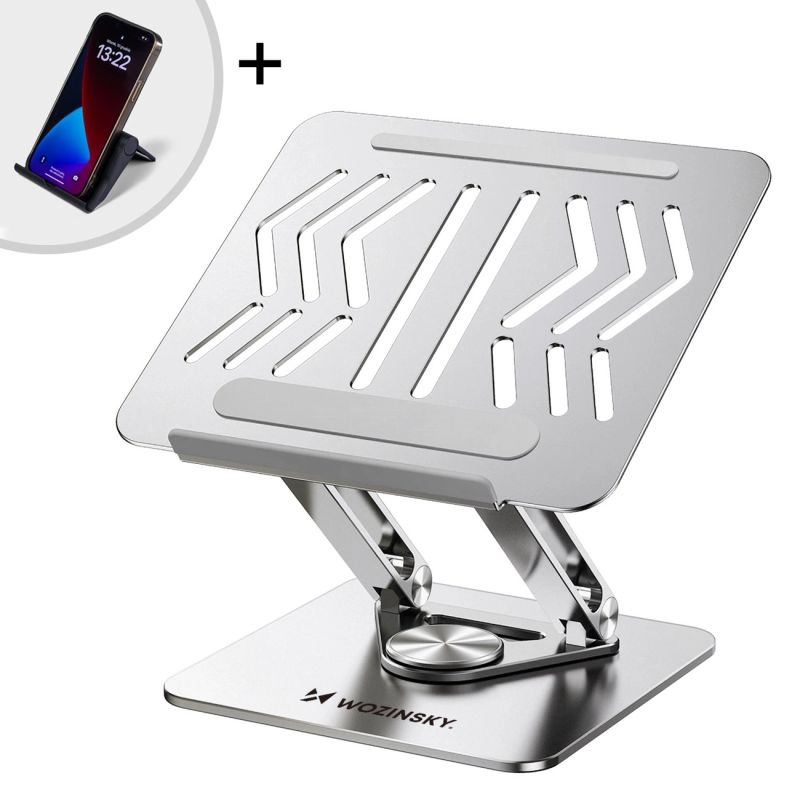 Podstawka pod laptopa, tablet Wozinsky WRS-CPY84SS aluminiowa + Gratis! podstawka do smartfona - srebrna - obrazek 4