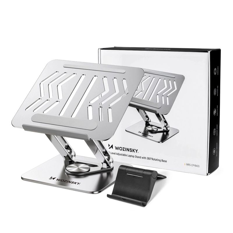 Podstawka pod laptopa, tablet Wozinsky WRS-CPY84SS aluminiowa + Gratis! podstawka do smartfona - srebrna - obrazek 6