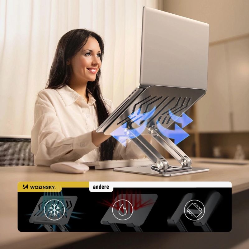 Podstawka pod laptopa, tablet Wozinsky WRS-CPY84SS aluminiowa + Gratis! podstawka do smartfona - srebrna - obrazek 9