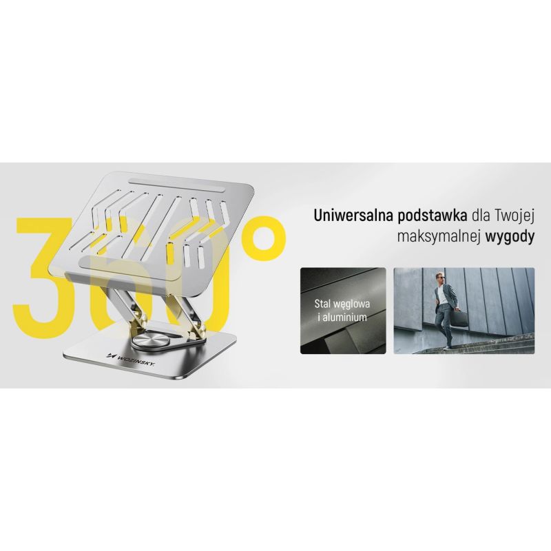 Podstawka pod laptopa, tablet Wozinsky WRS-CPY84SS aluminiowa + Gratis! podstawka do smartfona - srebrna - obrazek 21
