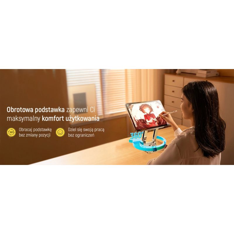 Podstawka pod laptopa, tablet Wozinsky WRS-CPY84SS aluminiowa + Gratis! podstawka do smartfona - srebrna - obrazek 25