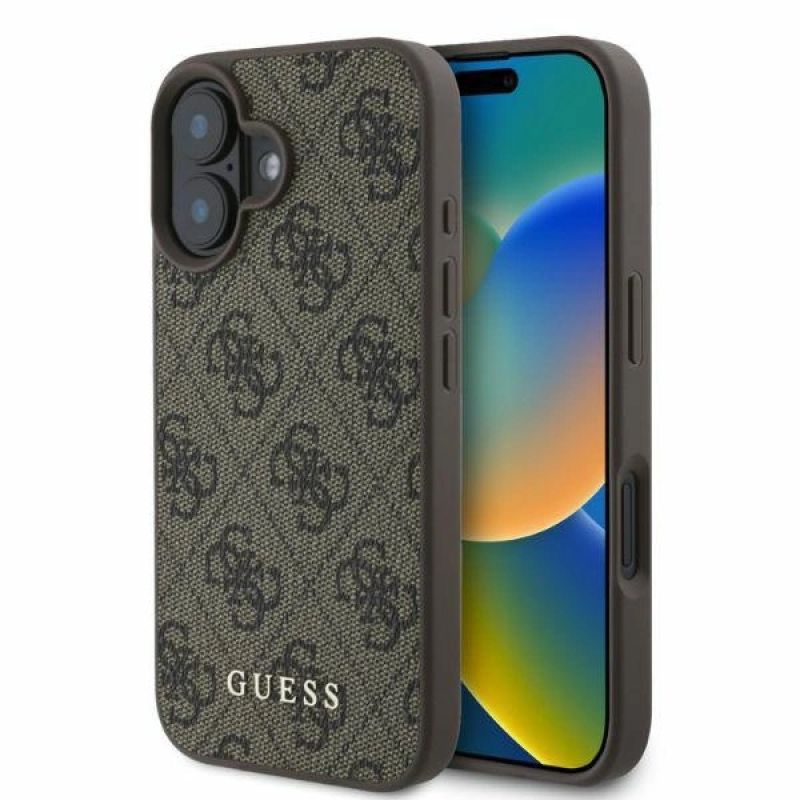 Etui Guess 4G Classic na iPhone 16 - brązowe