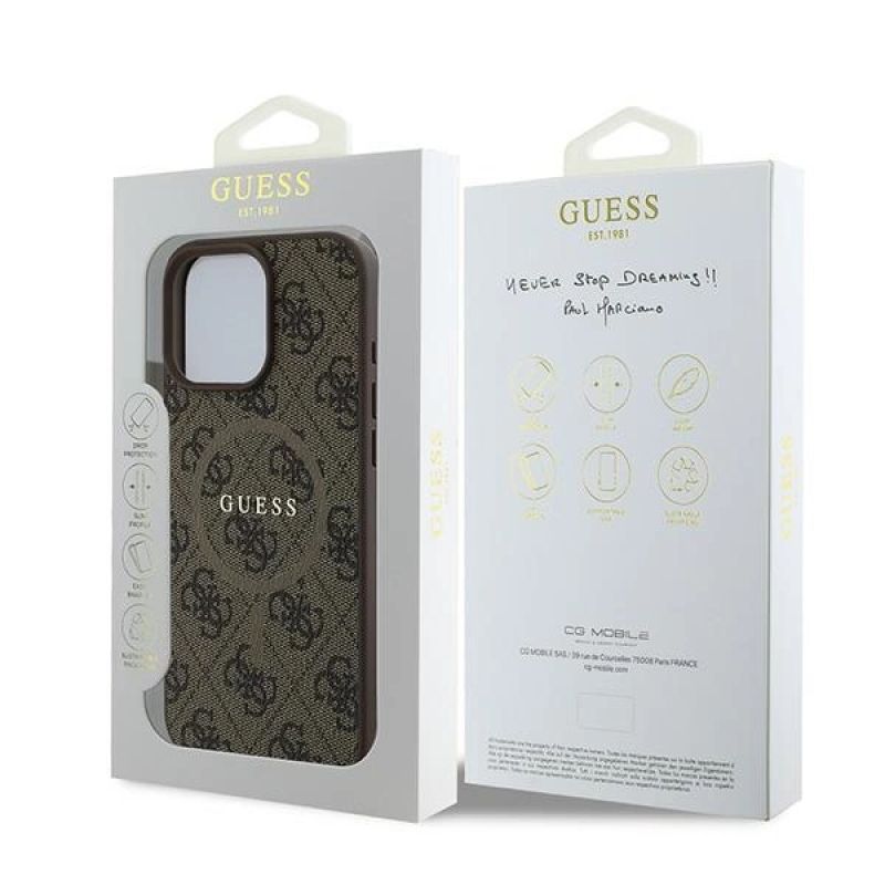 Etui Guess 4G Ring Classic Logo MagSafe na iPhone 16 Pro - brązowe - obrazek 8