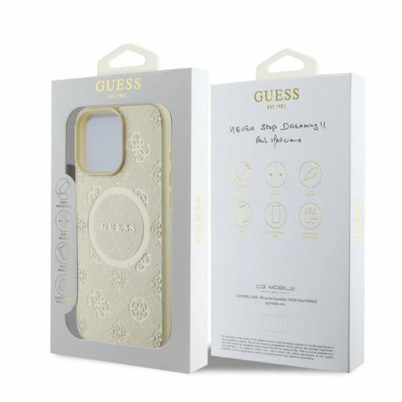 Etui Guess Saffiano Peony Classic Logo MagSafe na iPhone 16 Pro - złote - obrazek 4