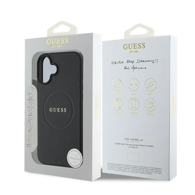 Etui Guess Grained Gold Ring MagSafe na iPhone 16 Plus - czarne - obrazek 8