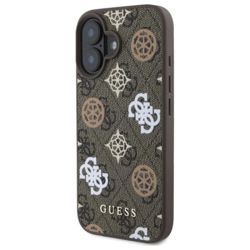 Etui Guess Peony On 4G Background MagSafe na iPhone 16 - brązowe - obrazek 2