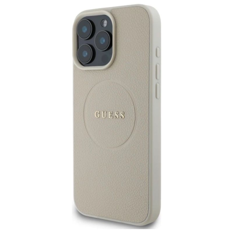 Etui Guess Grained Gold Ring MagSafe na iPhone 16 Pro Max - beżowe - obrazek 2