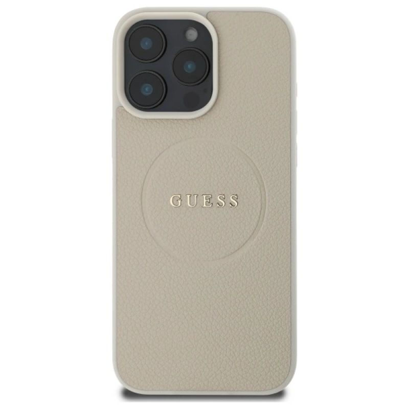 Etui Guess Grained Gold Ring MagSafe na iPhone 16 Pro Max - beżowe - obrazek 3