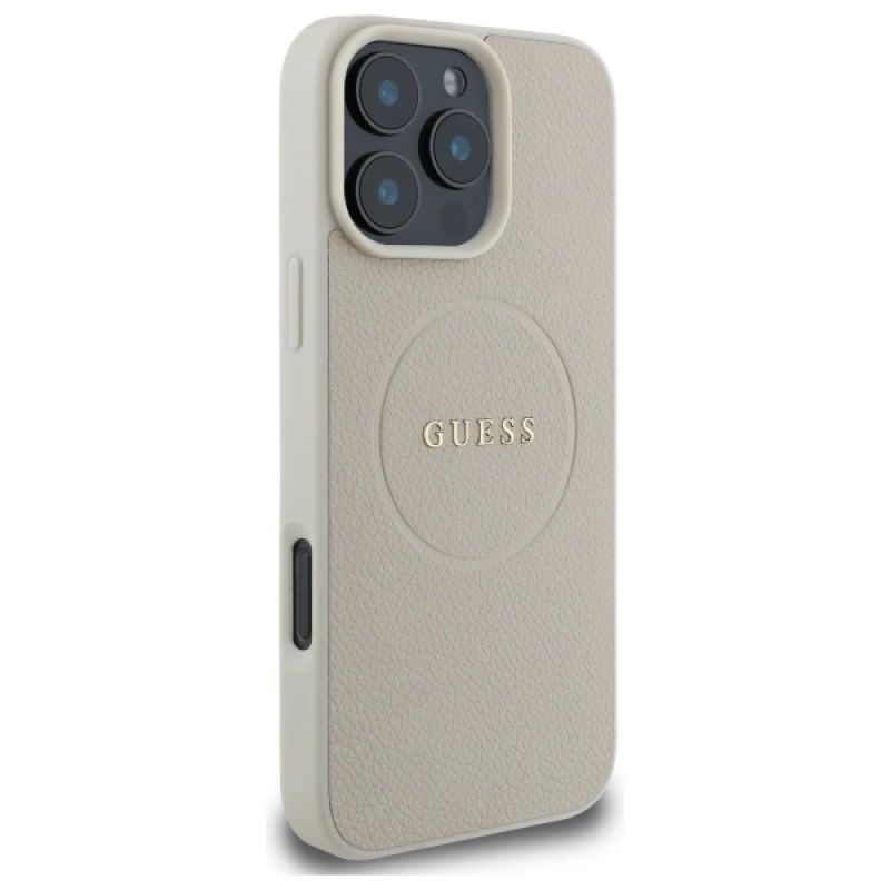 Etui Guess Grained Gold Ring MagSafe na iPhone 16 Pro Max - beżowe - obrazek 4