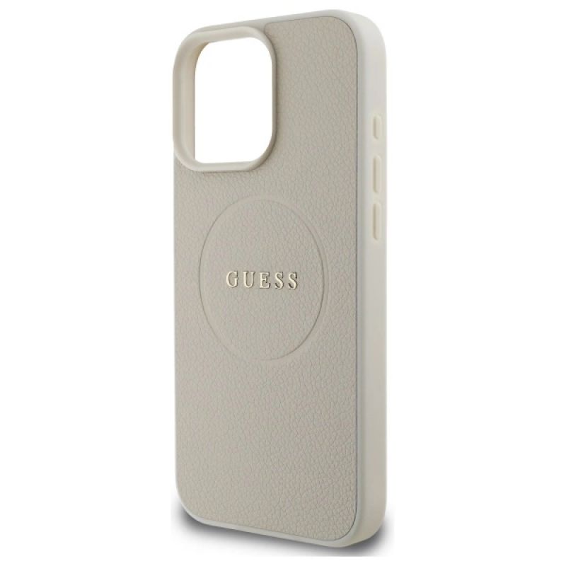 Etui Guess Grained Gold Ring MagSafe na iPhone 16 Pro Max - beżowe - obrazek 6