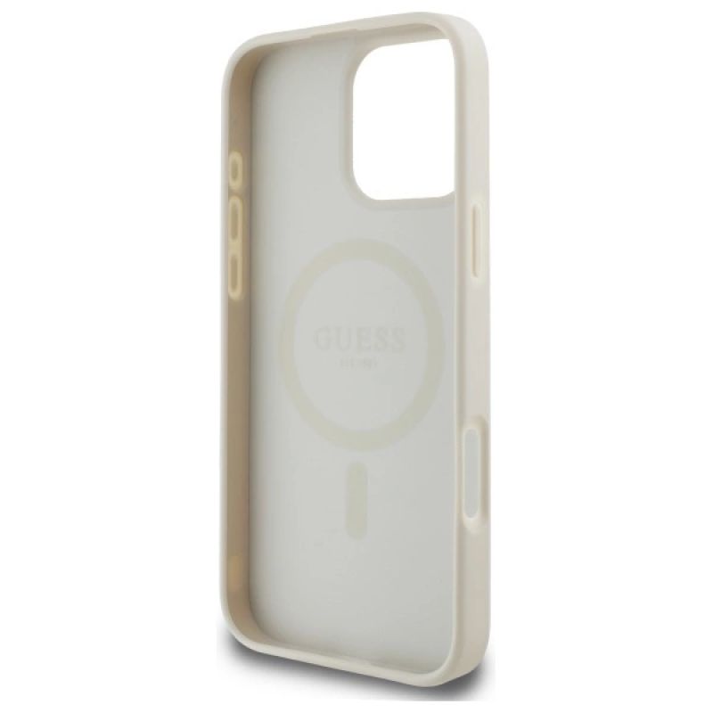 Etui Guess Grained Gold Ring MagSafe na iPhone 16 Pro Max - beżowe - obrazek 7