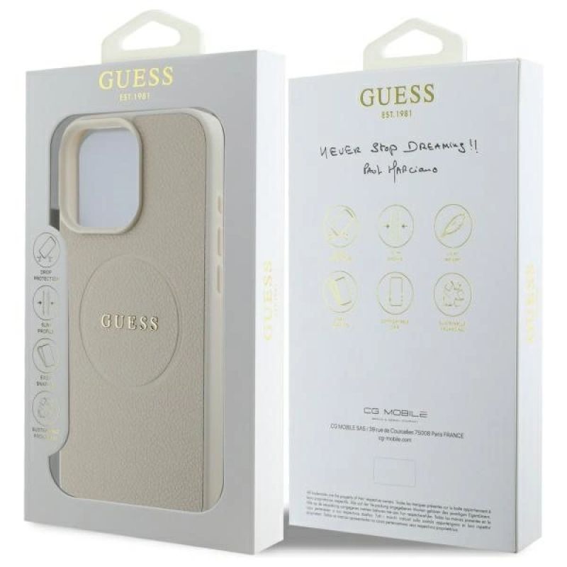 Etui Guess Grained Gold Ring MagSafe na iPhone 16 Pro Max - beżowe - obrazek 8