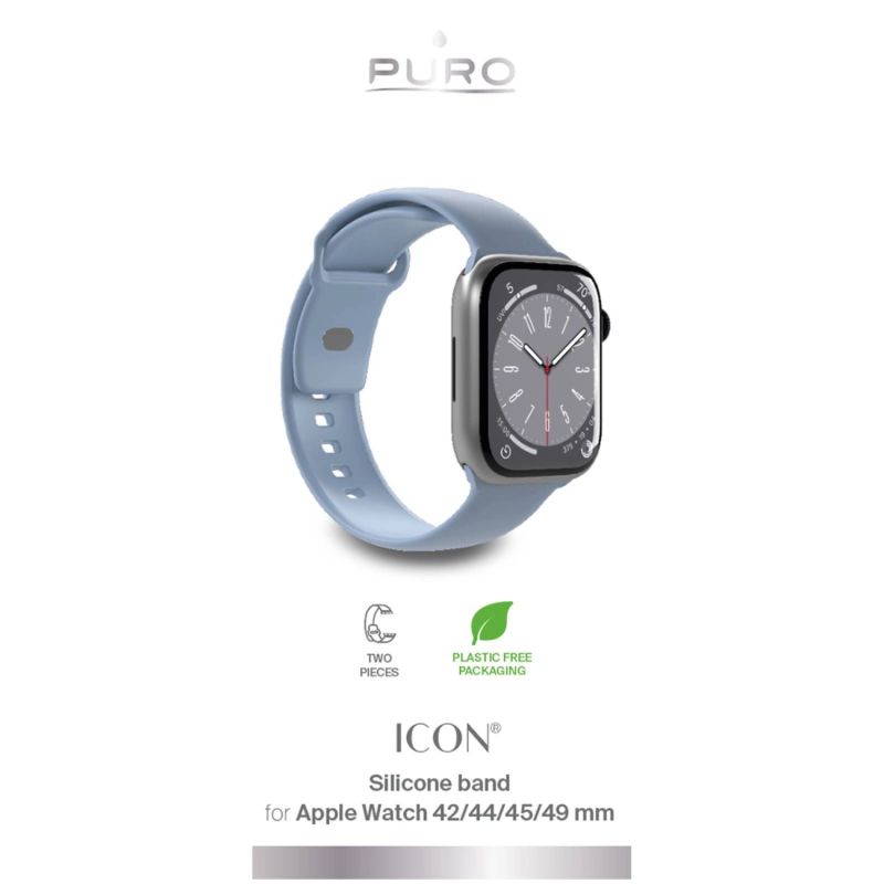 Pasek silikonowy Puro Icon do Apple Watch 42 / 44 / 45 / 49 mm - jasnoniebieski (2 szt.) - obrazek 2