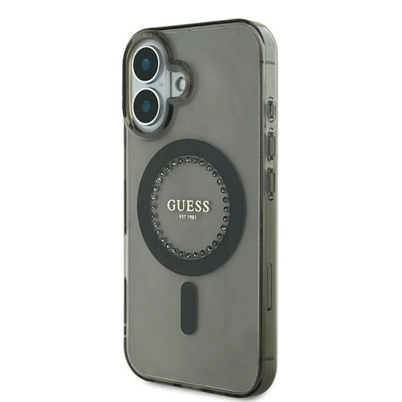 Etui Guess IML Rhinestones MagSafe na iPhone 16 Plus - czarne - obrazek 2