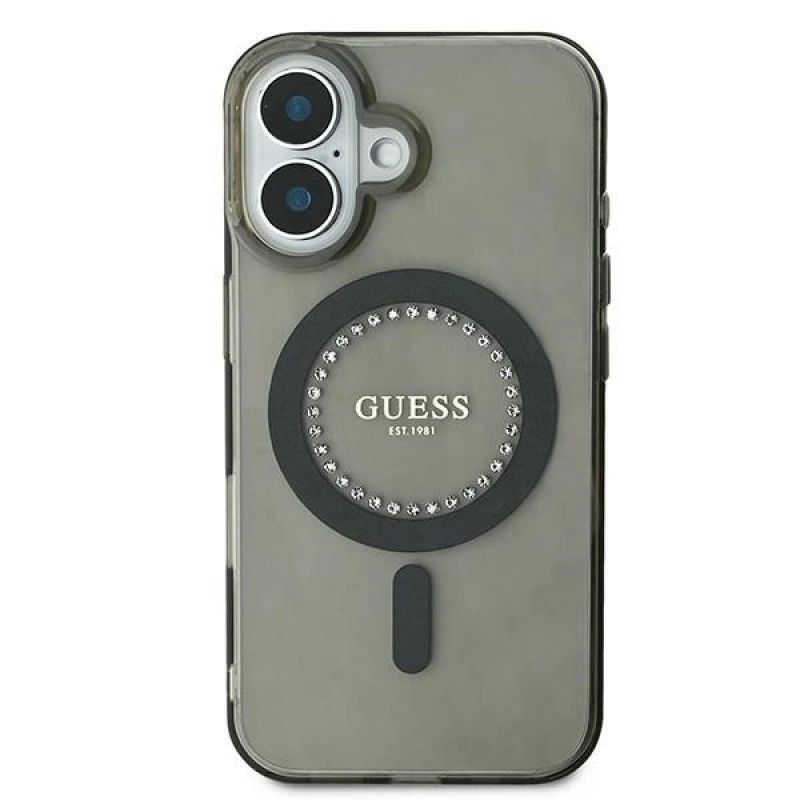 Etui Guess IML Rhinestones MagSafe na iPhone 16 Plus - czarne - obrazek 3