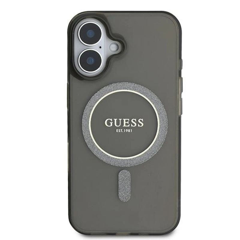 Etui Guess IML Glitter Circle MagSafe na iPhone 16 - czarne - obrazek 3