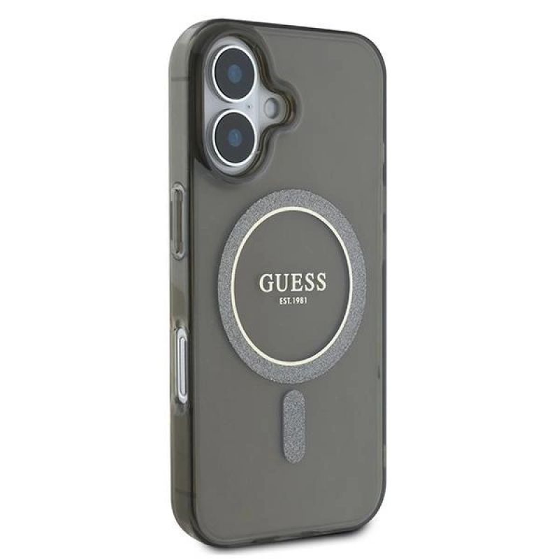 Etui Guess IML Glitter Circle MagSafe na iPhone 16 - czarne - obrazek 4
