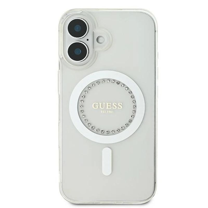 Etui Guess IML Rhinestones MagSafe na iPhone 16 - białe - obrazek 3