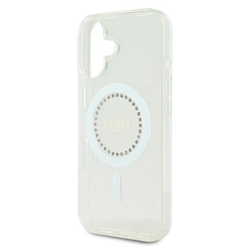 Etui Guess IML Rhinestones MagSafe na iPhone 16 - białe - obrazek 6