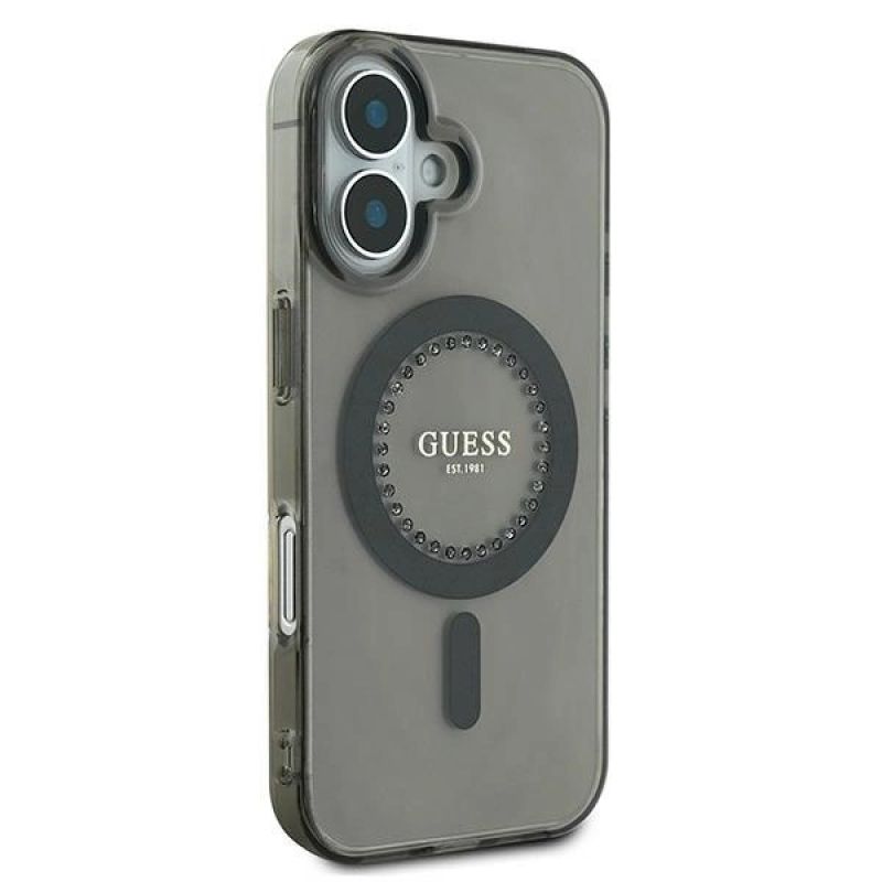 Etui Guess IML Rhinestones MagSafe na iPhone 16 - czarne - obrazek 4