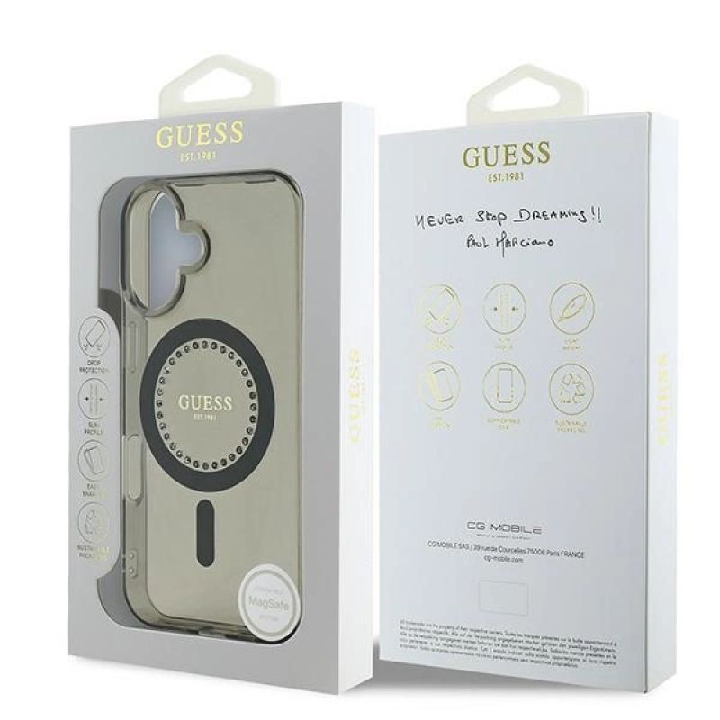 Etui Guess IML Rhinestones MagSafe na iPhone 16 - czarne - obrazek 8