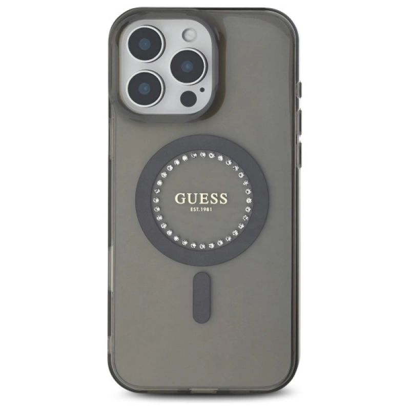 Etui Guess IML Rhinestones MagSafe na iPhone 16 Pro Max - czarne - obrazek 3