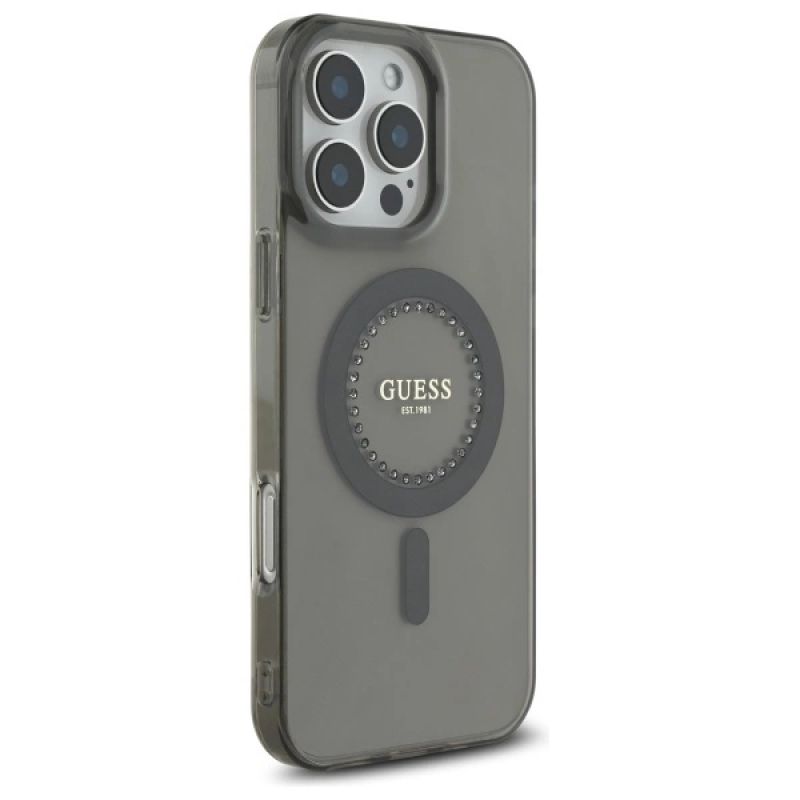 Etui Guess IML Rhinestones MagSafe na iPhone 16 Pro Max - czarne - obrazek 4