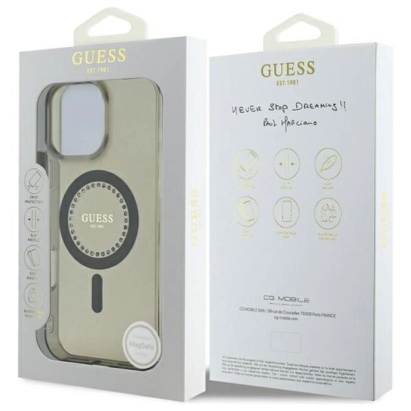 Etui Guess IML Rhinestones MagSafe na iPhone 16 Pro Max - czarne - obrazek 8