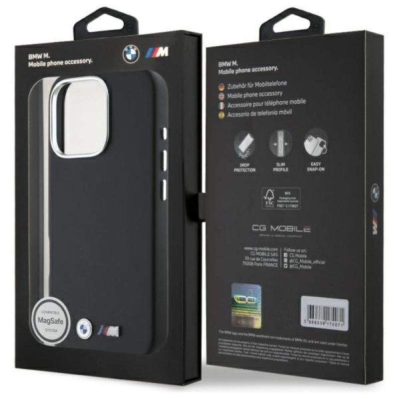 Etui BMW M Smooth Full Wrapped Metal MagSafe na iPhone 16 Pro - czarne - obrazek 8