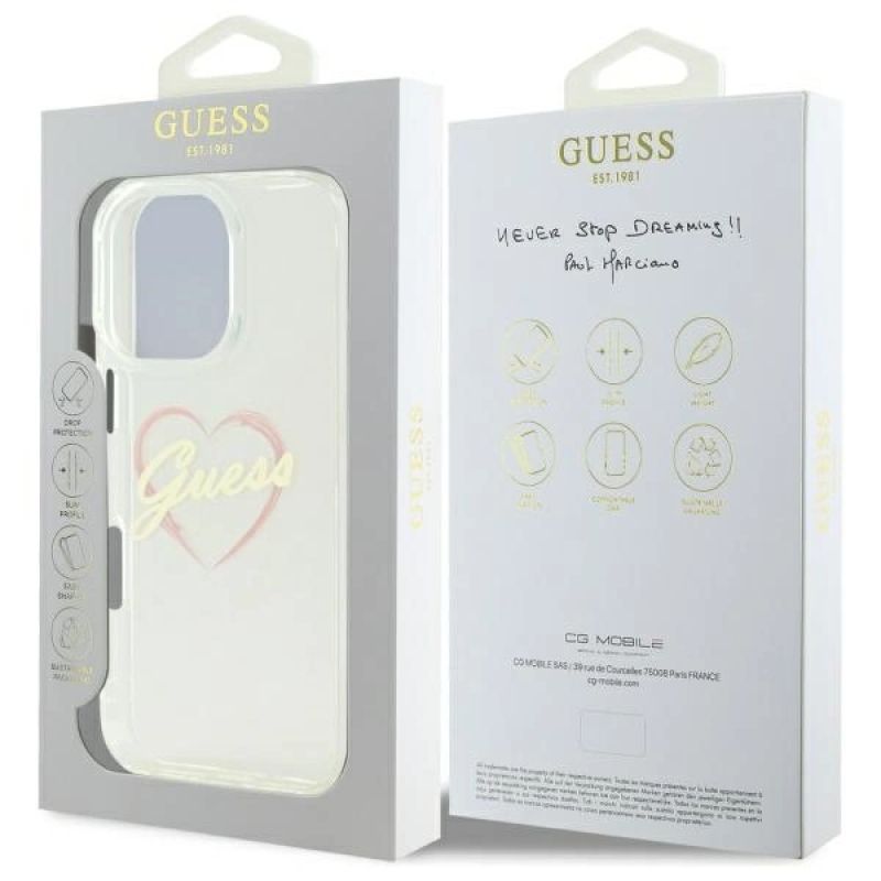 Etui Guess IML Heart na iPhone 16 Pro - przezroczyste - obrazek 8