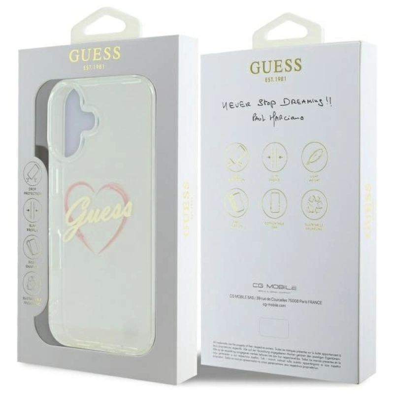 Etui Guess IML Heart na iPhone 16 plus - przezroczyste - obrazek 8